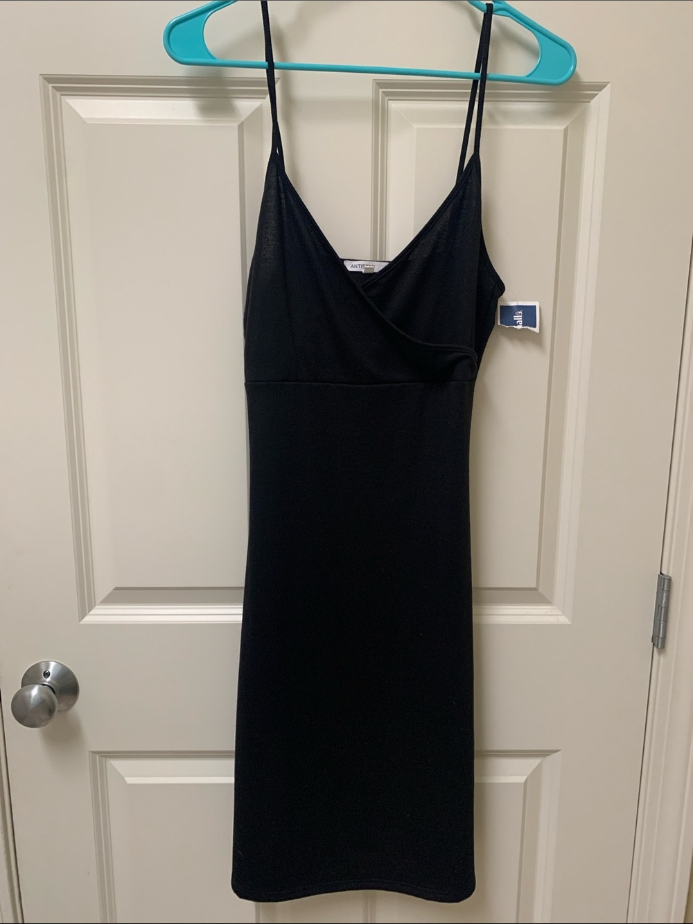 Elegant Black Mini Slip Dress with V-Wrap Neckline